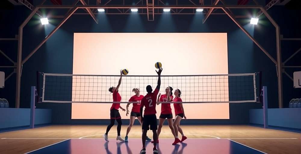 Punjab Team Strategy in Volleyball Victory Volleyball Victory strategy screen showing team formation for a Punjab team with strong blockers